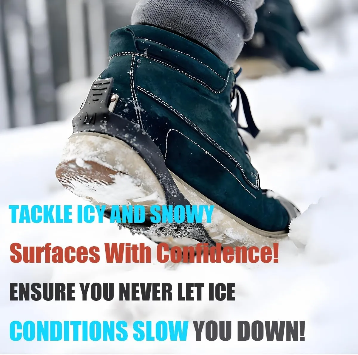 Ice Cleats for Shoes and Boots, Ice Snow Traction Cleats Grippers, Non Slip Shoe Ice Grippers,10 Steel Rubber Spikes Crampons Anti Easy Slip Studs Crampons Slip-on Stretch Footwear