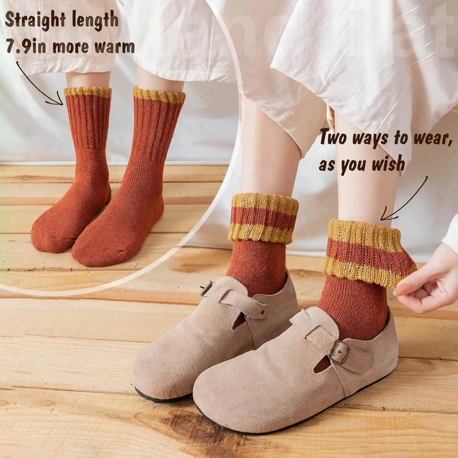 IIG 3-5 Pairs Womens Super Thick Warm Winter Crew Socks Cute Fashion Knit Cozy Socks Gifts for Women
