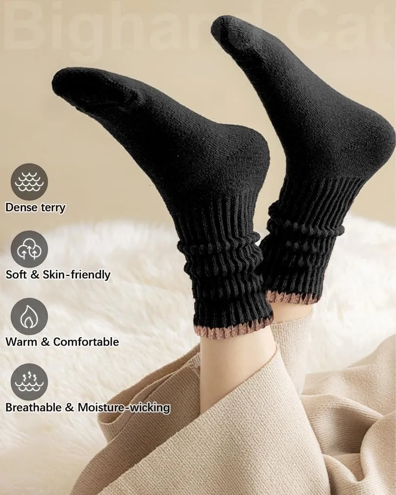 IIG 3-5 Pairs Womens Super Thick Warm Winter Crew Socks Cute Fashion Knit Cozy Socks Gifts for Women