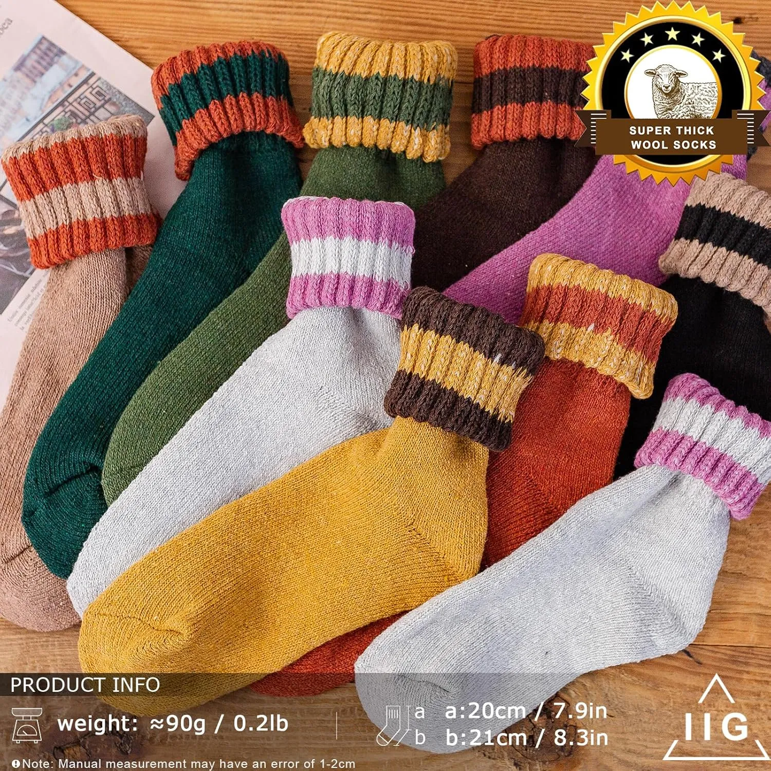 IIG 3-5 Pairs Womens Super Thick Warm Winter Crew Socks Cute Fashion Knit Cozy Socks Gifts for Women