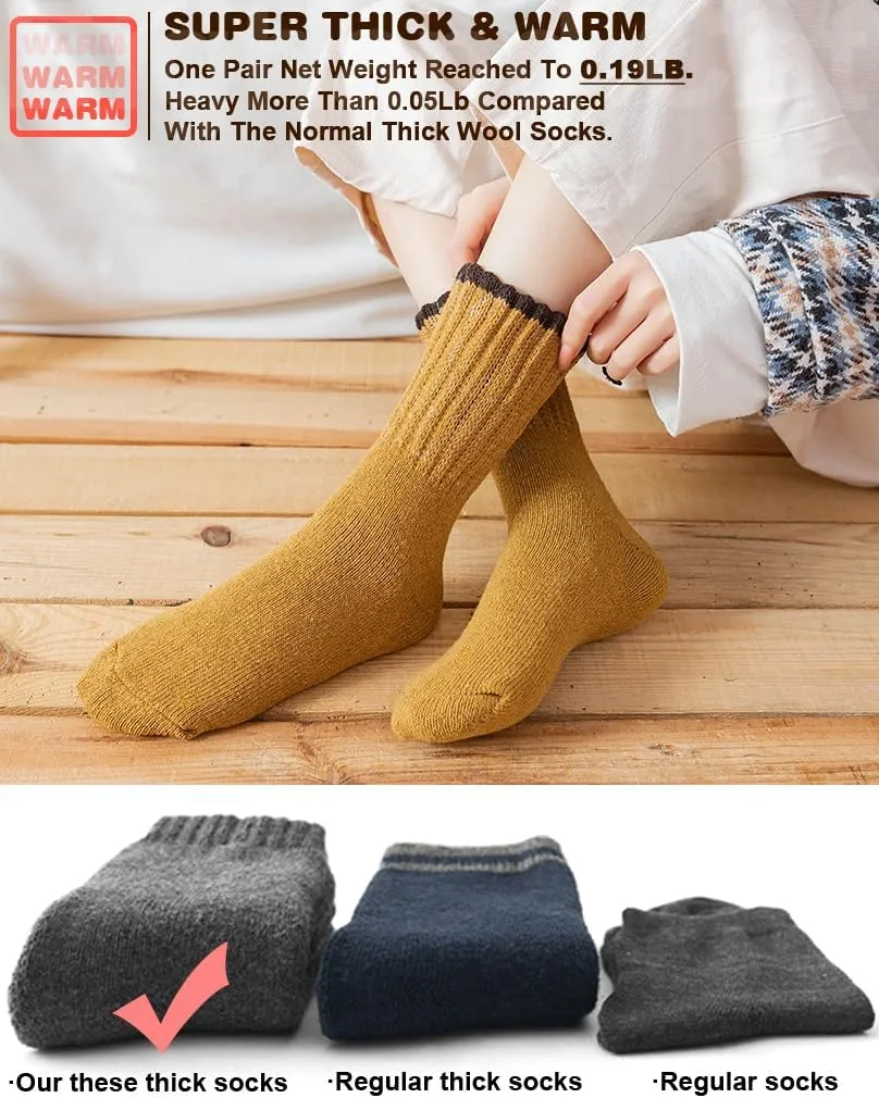 IIG 3-5 Pairs Womens Super Thick Warm Winter Crew Socks Cute Fashion Knit Cozy Socks Gifts for Women