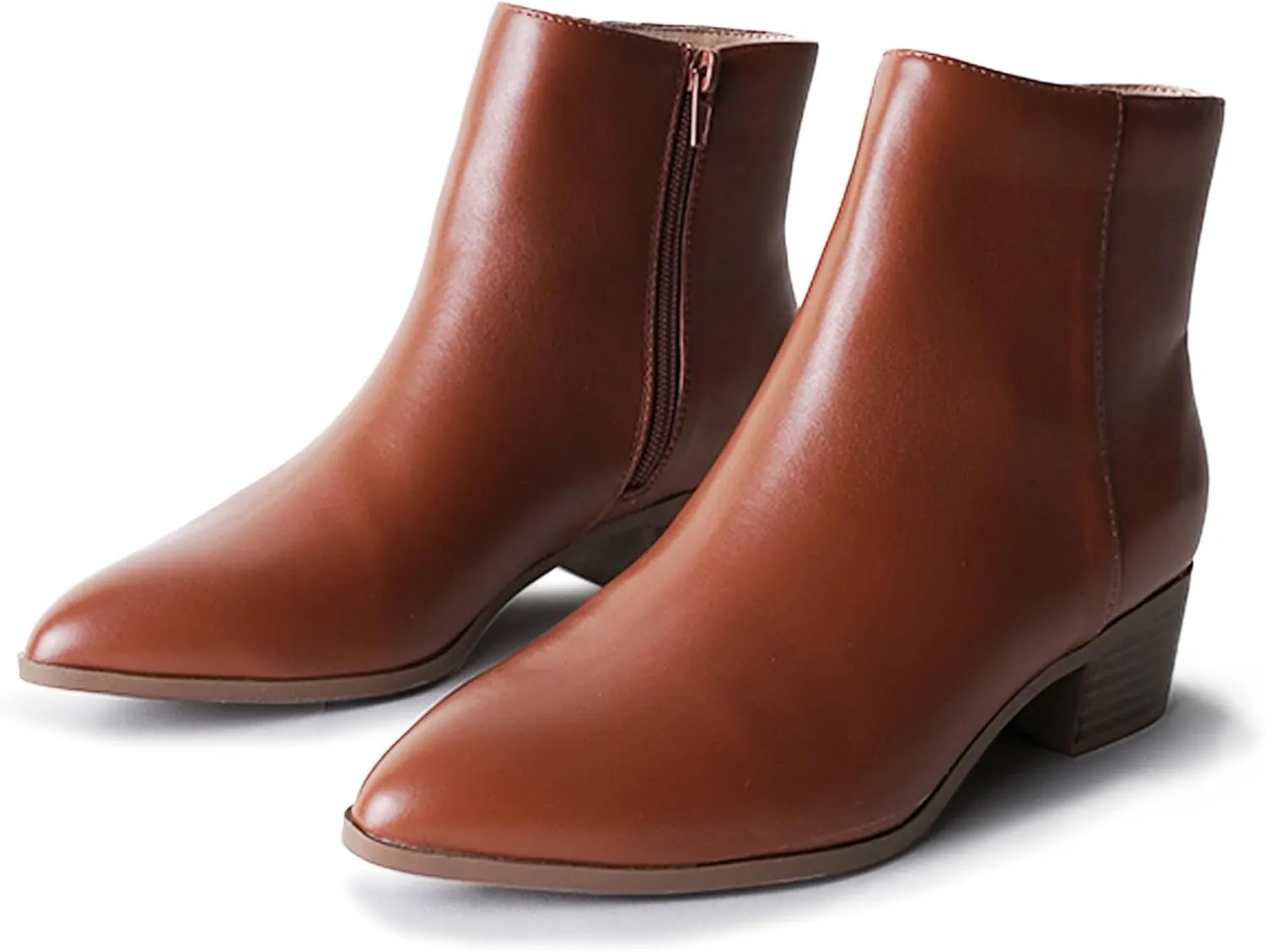 J. Adams Women's Viper Ankle Boots - Short Chunky Low-Heel Pointed-Toe Block Booties, Comfortable and Stylish for Everyday Wear