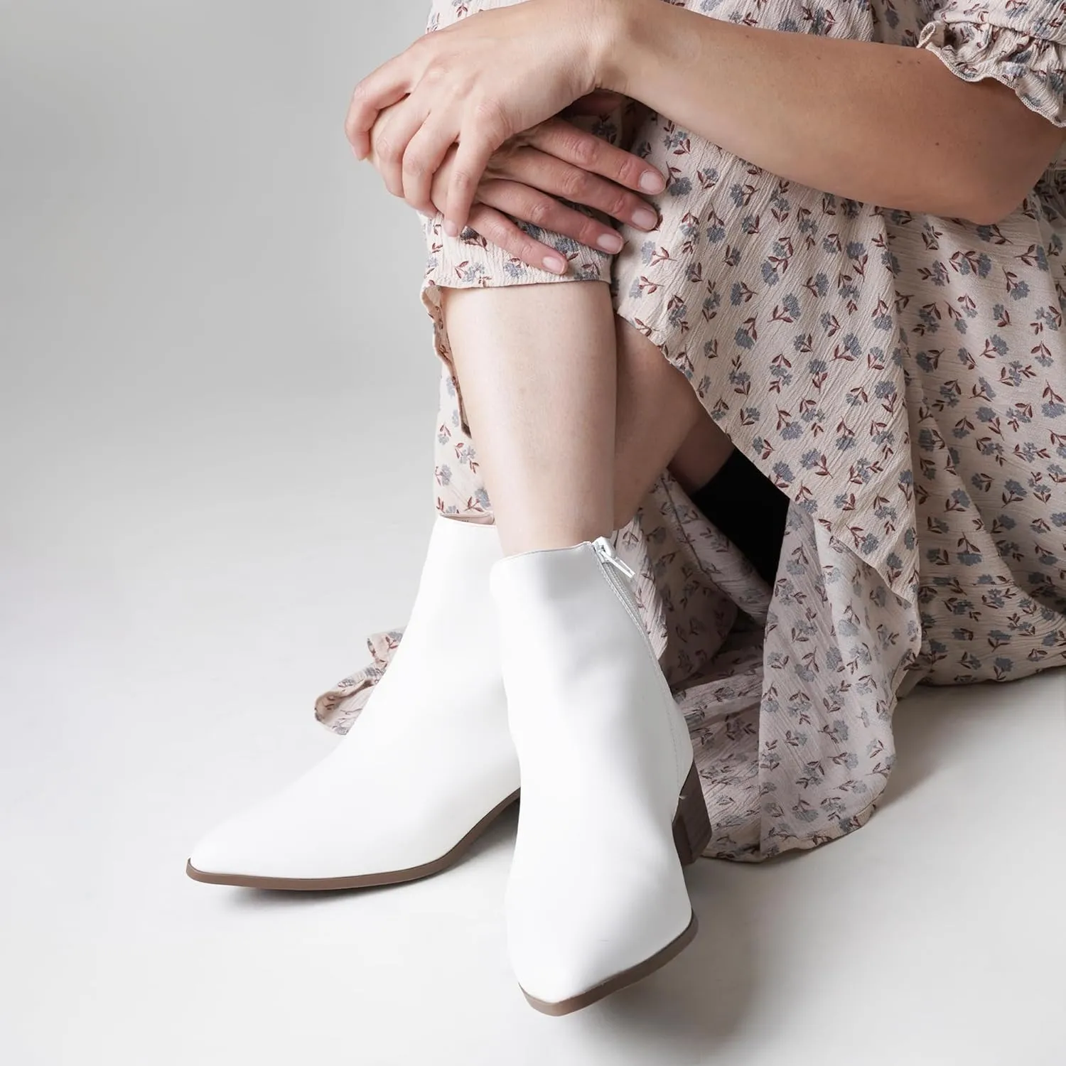 J. Adams Women's Viper Ankle Boots - Short Chunky Low-Heel Pointed-Toe Block Booties, Comfortable and Stylish for Everyday Wear