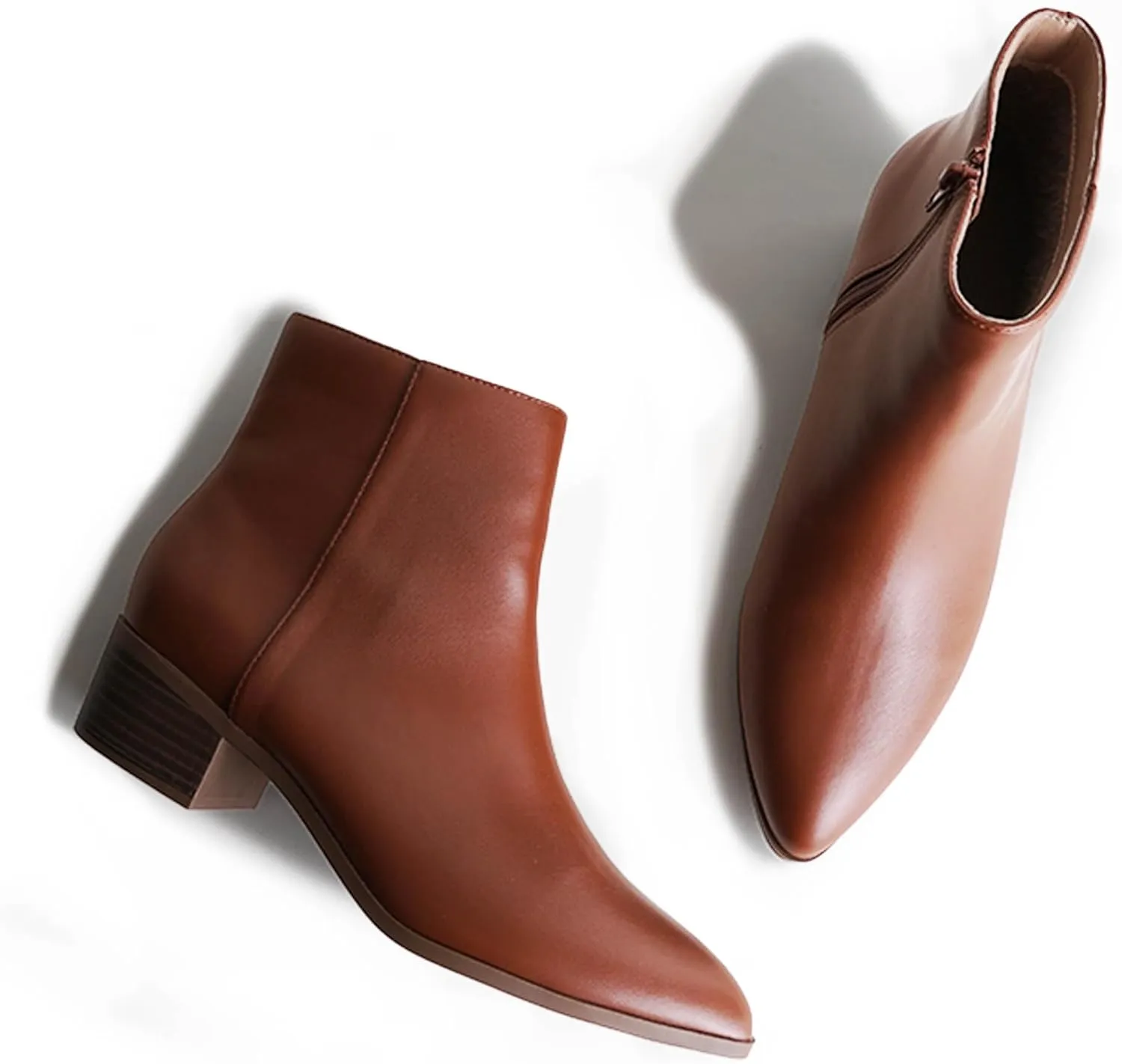 J. Adams Women's Viper Ankle Boots - Short Chunky Low-Heel Pointed-Toe Block Booties, Comfortable and Stylish for Everyday Wear