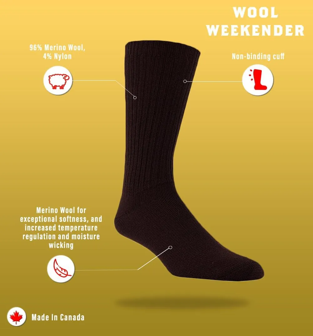 J.B. Field's 96% Merino Wool Weekender Casual Socks, Soft and Itch-free, For Hiking Trekking Running Socks, 3 Pairs