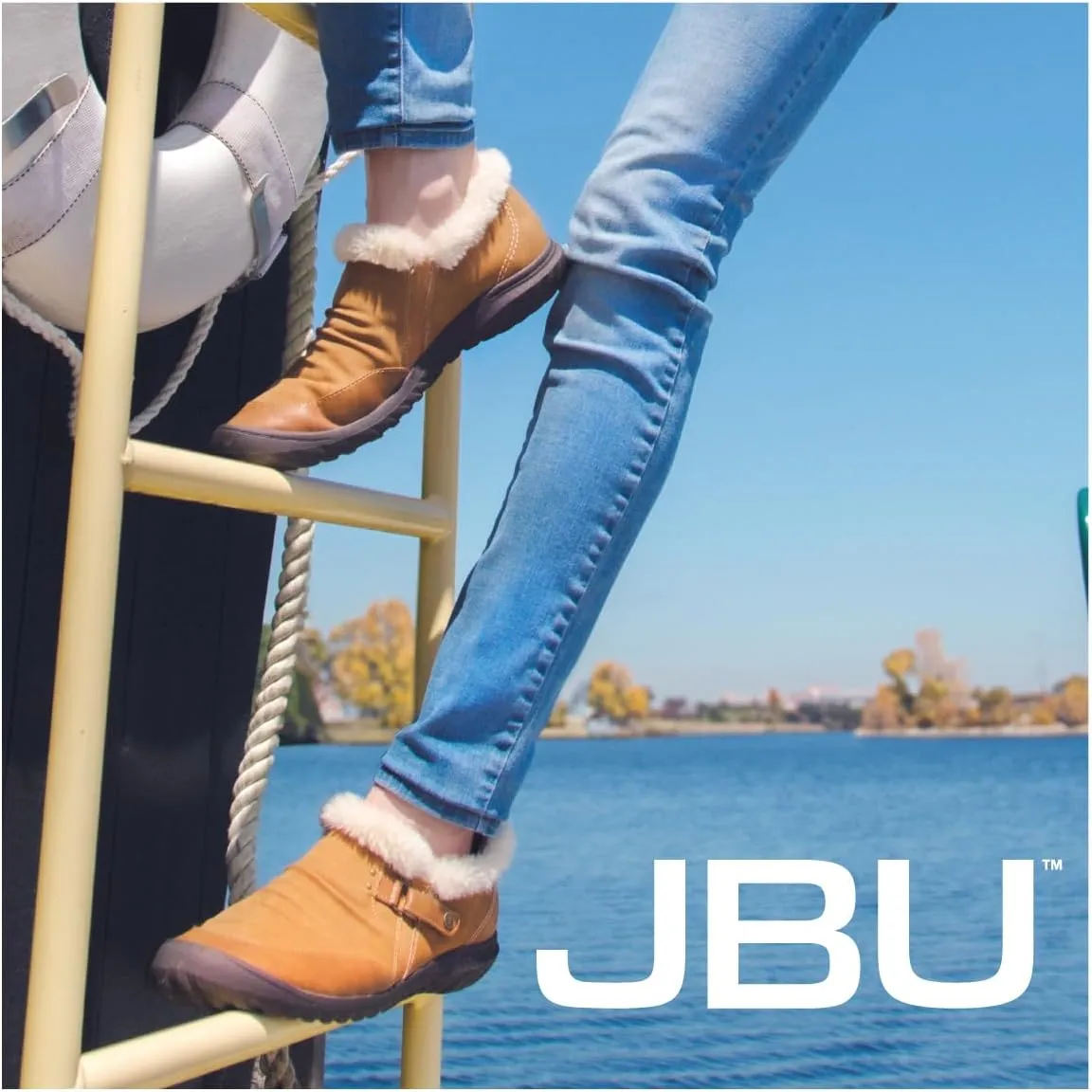 JBU Women's Heather Faux Fur Collar Fashion Comfort Casual Slip On Shoe