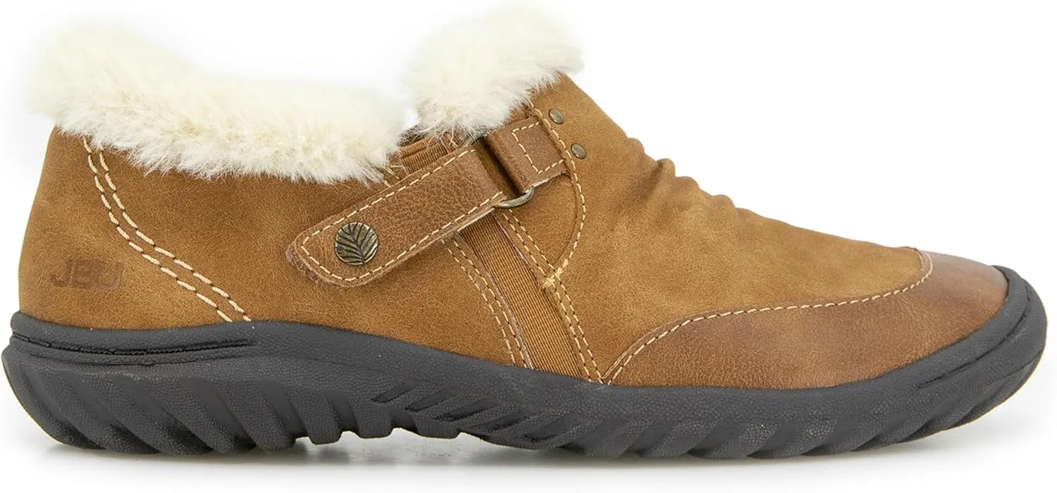 JBU Women's Heather Faux Fur Collar Fashion Comfort Casual Slip On Shoe