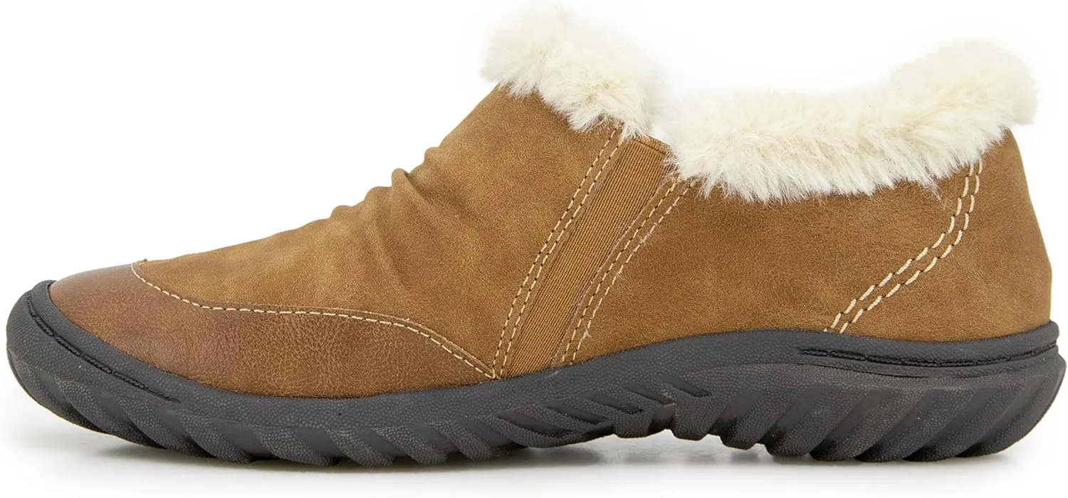 JBU Women's Heather Faux Fur Collar Fashion Comfort Casual Slip On Shoe