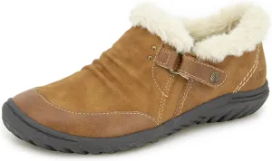 JBU Women's Heather Faux Fur Collar Fashion Comfort Casual Slip On Shoe