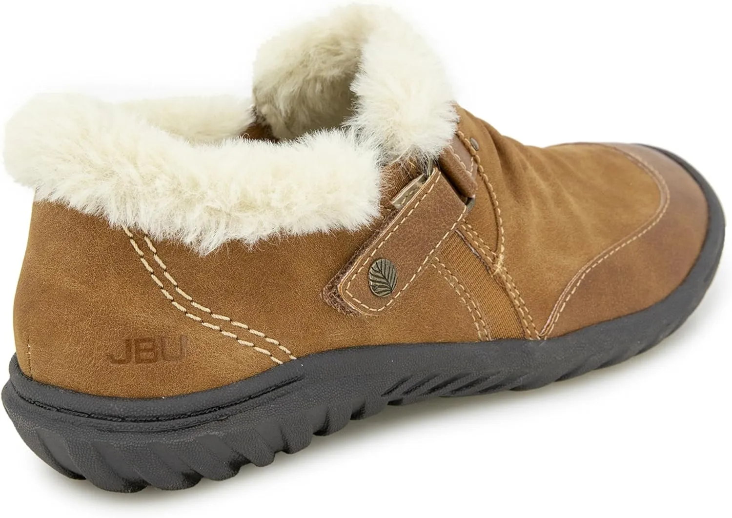 JBU Women's Heather Faux Fur Collar Fashion Comfort Casual Slip On Shoe