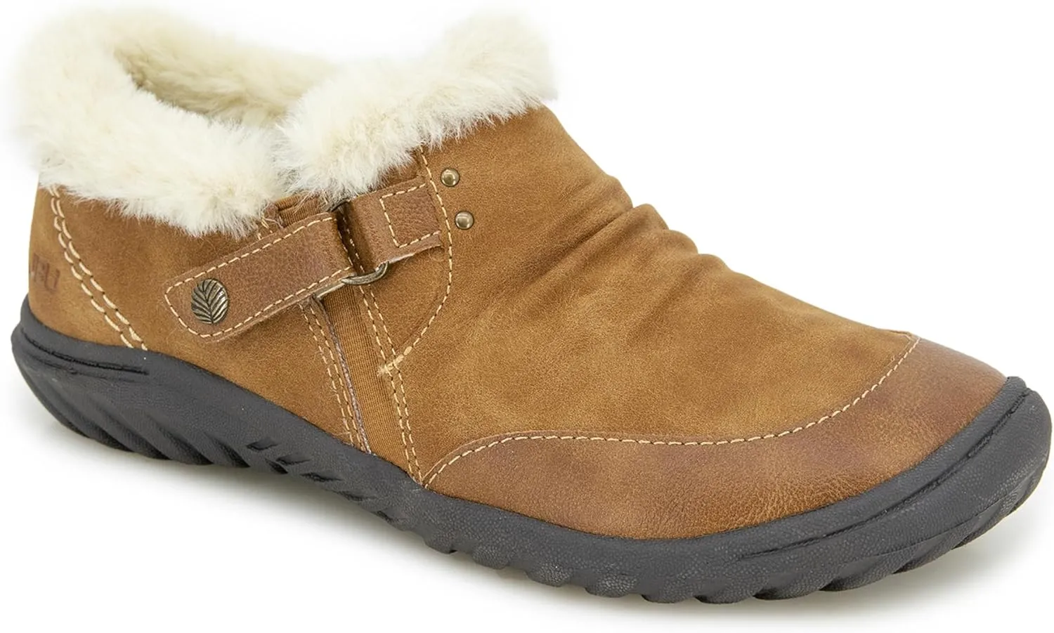JBU Women's Heather Faux Fur Collar Fashion Comfort Casual Slip On Shoe