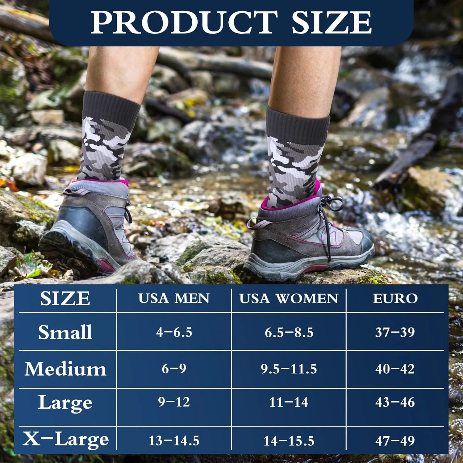 Jeyiour 2 Pairs Waterproof Socks Unisex Waterproof Breathable Outdoor Skiing Hiking Wading Fishing Socks for Men Women