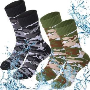 Jeyiour 2 Pairs Waterproof Socks Unisex Waterproof Breathable Outdoor Skiing Hiking Wading Fishing Socks for Men Women