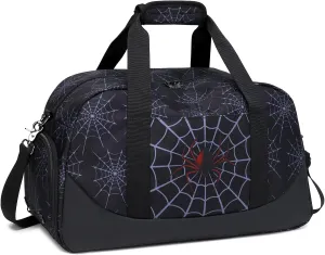 JIANYA Kids Overnight Duffle Bag Spider Sports Gym Bag with Shoe Compartment & Wet Pocket, Carry On Weekender Travel Bag, Black