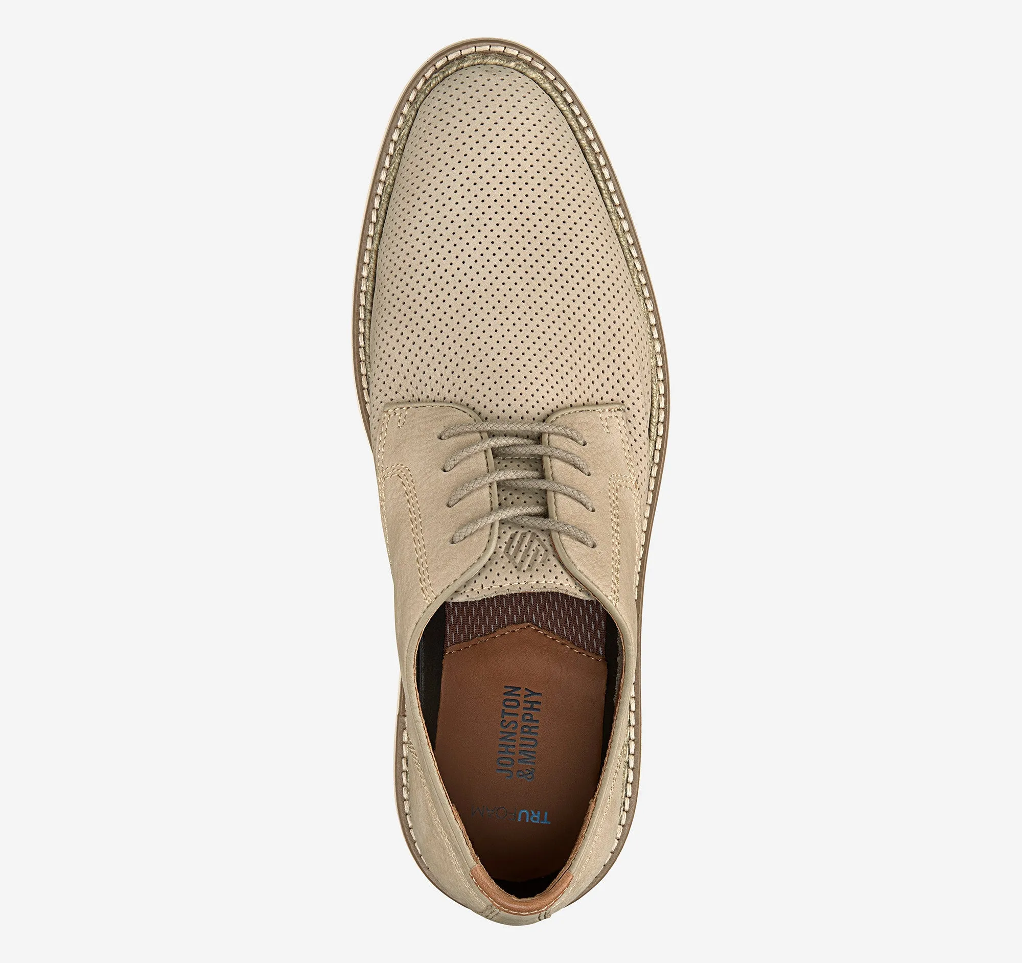 Johnston & Murphy Upton Perfed Plain Toe in Taupe Nubuck