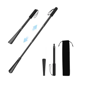 JXTZ Shoe Horn Long Handle- 17" to 33.5" Retractable Extra Long Shoe Horn- Aluminum Alloy Long Handled Shoe Horn- Shoehorn Helper for Boots- Portable Long Shoe Horns for Men Women Kids Seniors