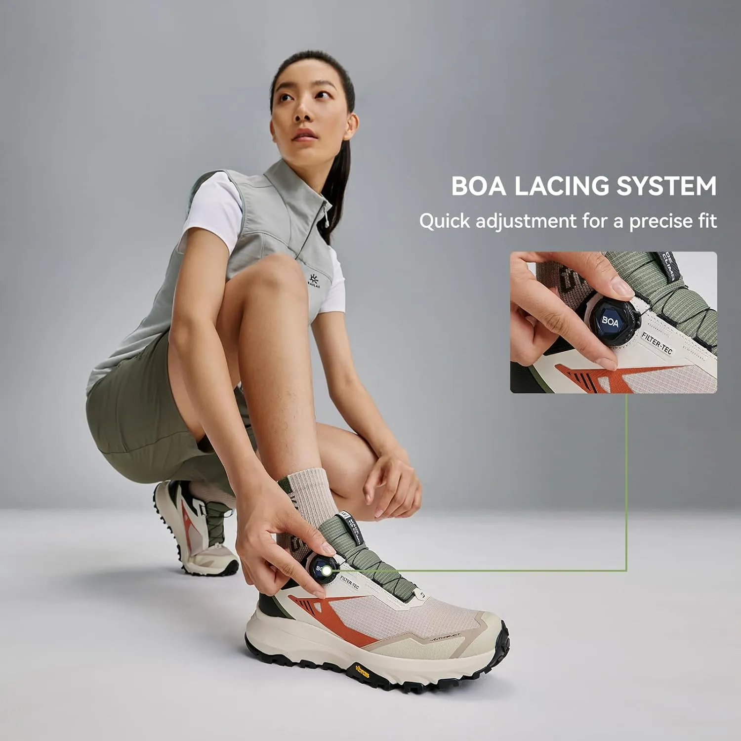 KAILAS Women's Kuocang BOA Hiking Shoe FLT Waterproof V Sole Non-Slip Shoes Lightweight Breathable Low Height Outdoor Trailing Trekking Shoes