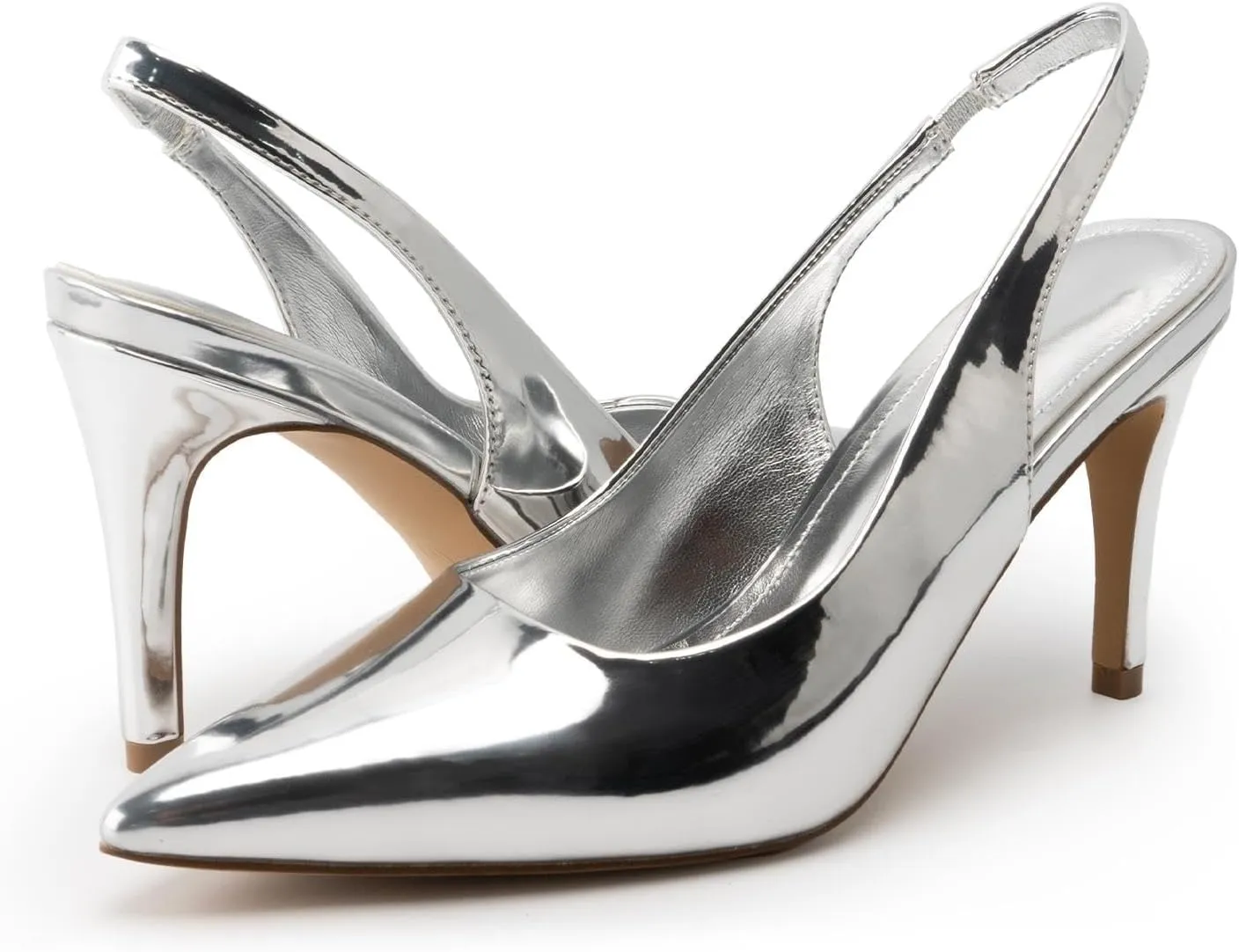 KaroNairy Stiletto Heels for Women Pointed Toe Slingback Heels Closed Toe mid Heel Wedding Dress Pumps Shoes with Buckles