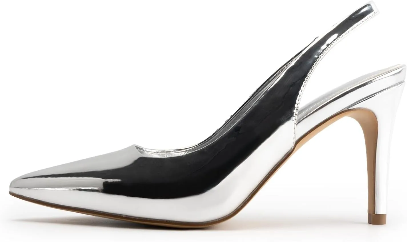 KaroNairy Stiletto Heels for Women Pointed Toe Slingback Heels Closed Toe mid Heel Wedding Dress Pumps Shoes with Buckles