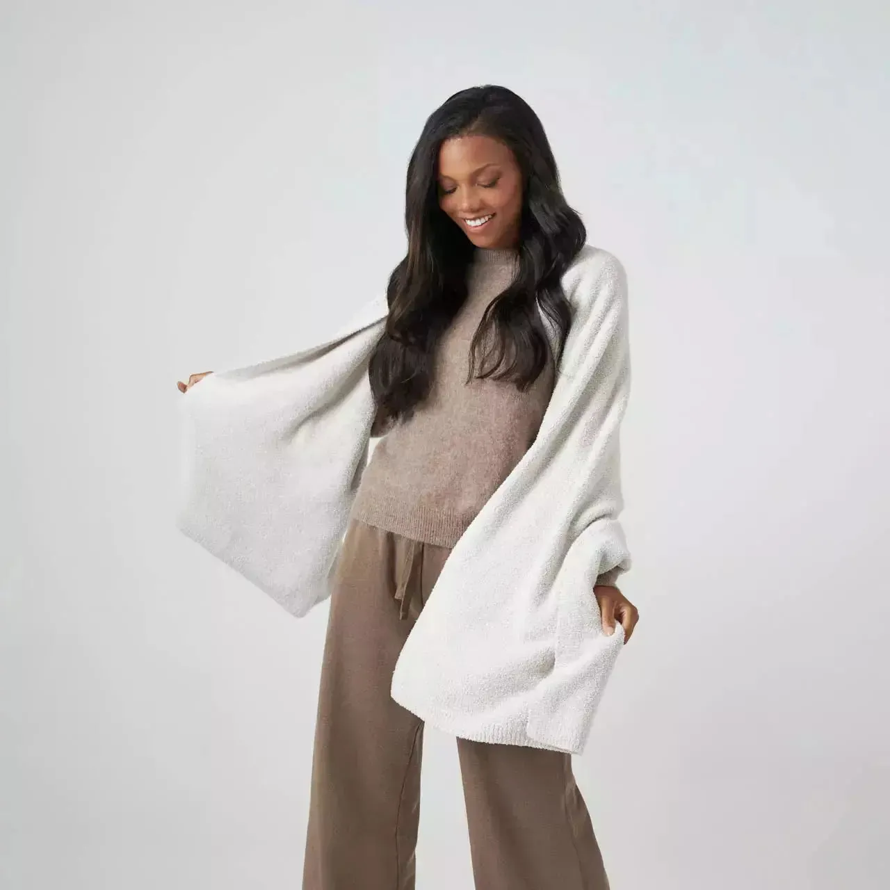 Kashwere Lounge Everyday Shawl Available in Bone and Onyx