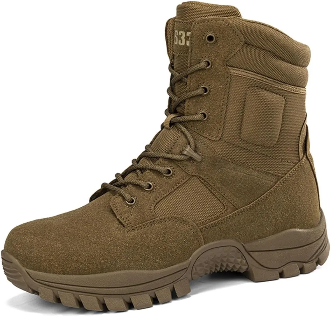 Kervaky Men's Tactical Boots, side zipper, easy to wear, outdoor, work, military boot, tactical boots for men