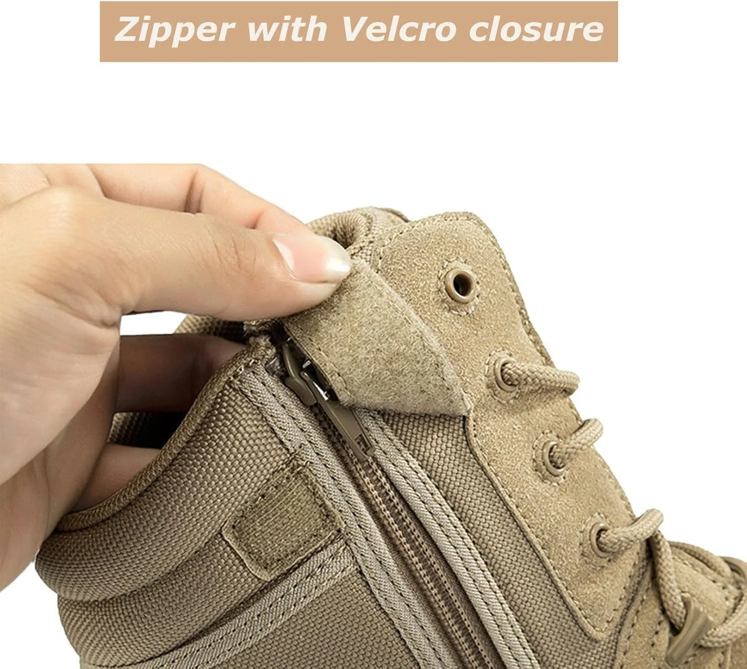 Kervaky Men's Tactical Boots, side zipper, easy to wear, outdoor, work, military boot, tactical boots for men