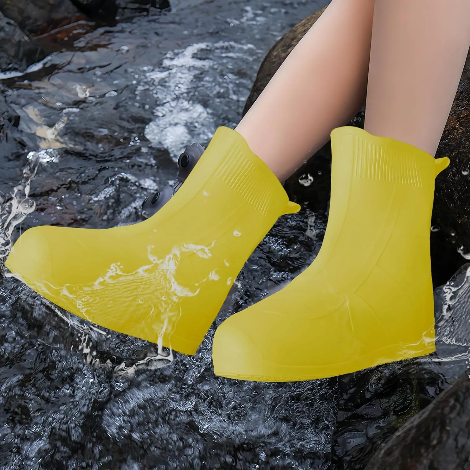 Kid Rain Silicone Shoe Covers, Anti-Slip Wear-Resistant and Portable Waterproof Shoe Covers, Kid Shoe Covers for Outdoor Home Travel Rain Boots