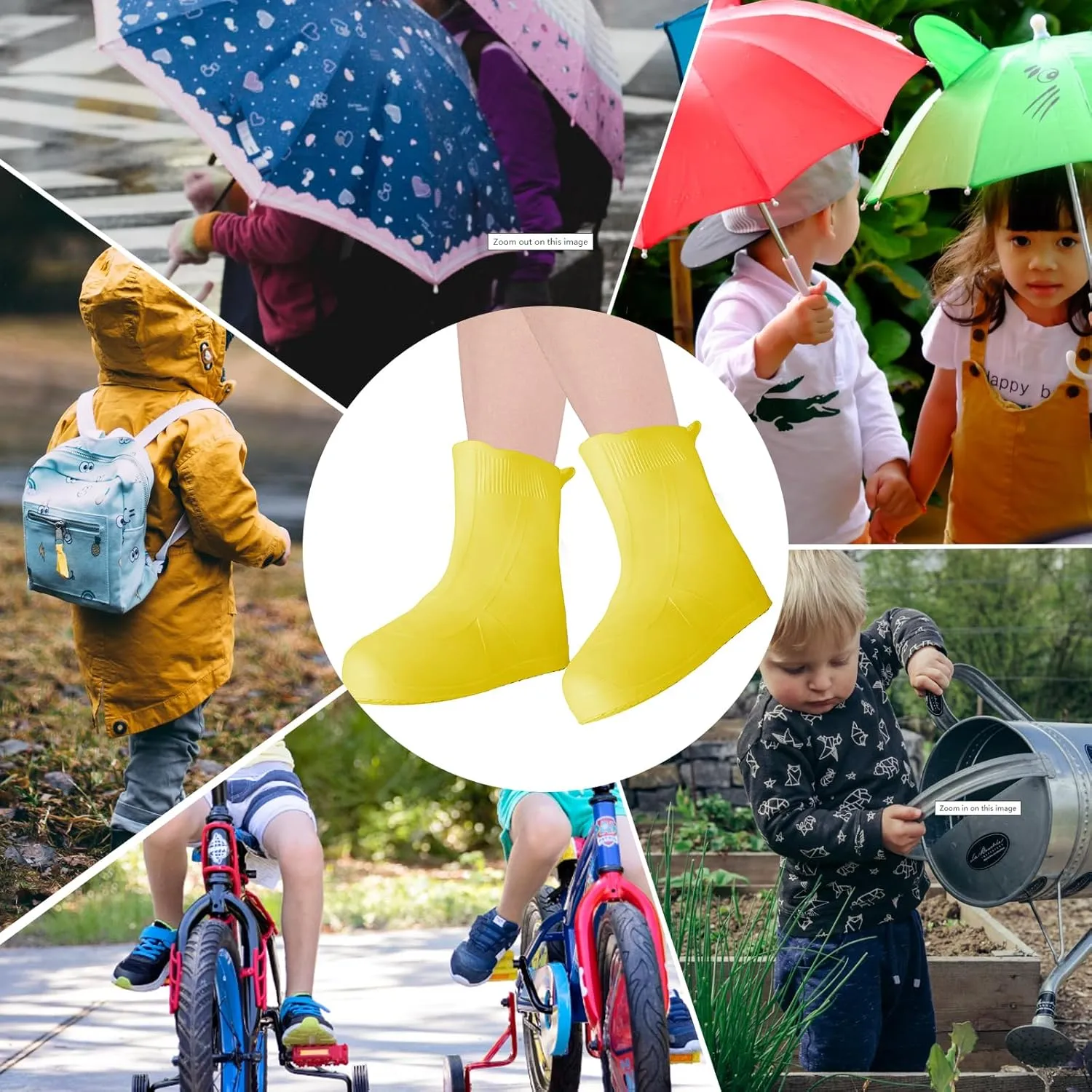 Kid Rain Silicone Shoe Covers, Anti-Slip Wear-Resistant and Portable Waterproof Shoe Covers, Kid Shoe Covers for Outdoor Home Travel Rain Boots