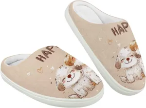 Kids Animals Cotton Slippers Warm Cozy Furry Slippers Anti-Skid Plush Outdoor Winter Slippers for Litter Kid US 9-15