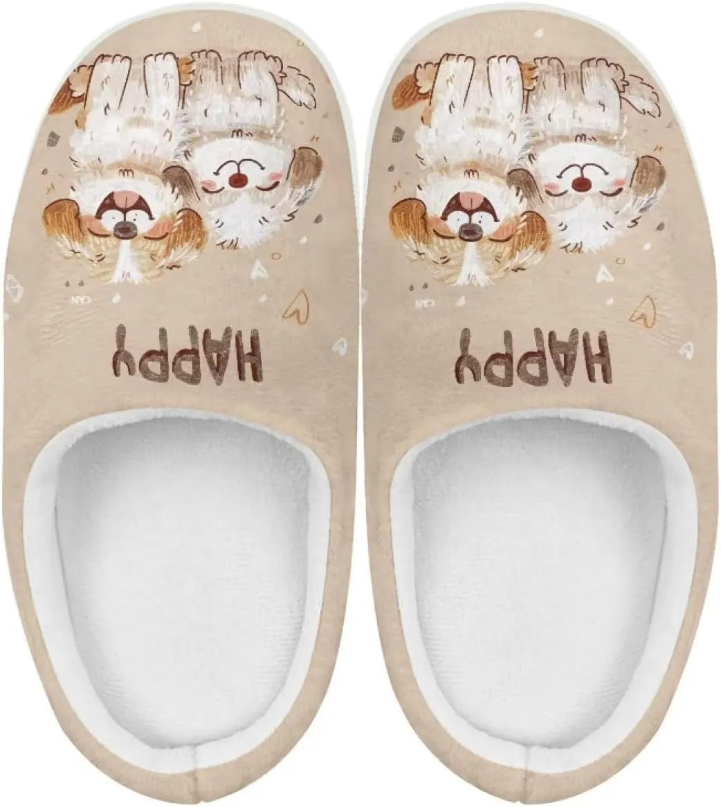 Kids Animals Cotton Slippers Warm Cozy Furry Slippers Anti-Skid Plush Outdoor Winter Slippers for Litter Kid US 9-15