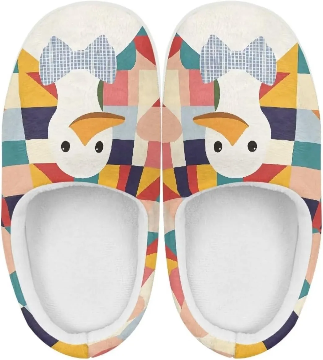 Kids Animals Cotton Slippers Warm Cozy Furry Slippers Anti-Skid Plush Outdoor Winter Slippers for Litter Kid US 9-15