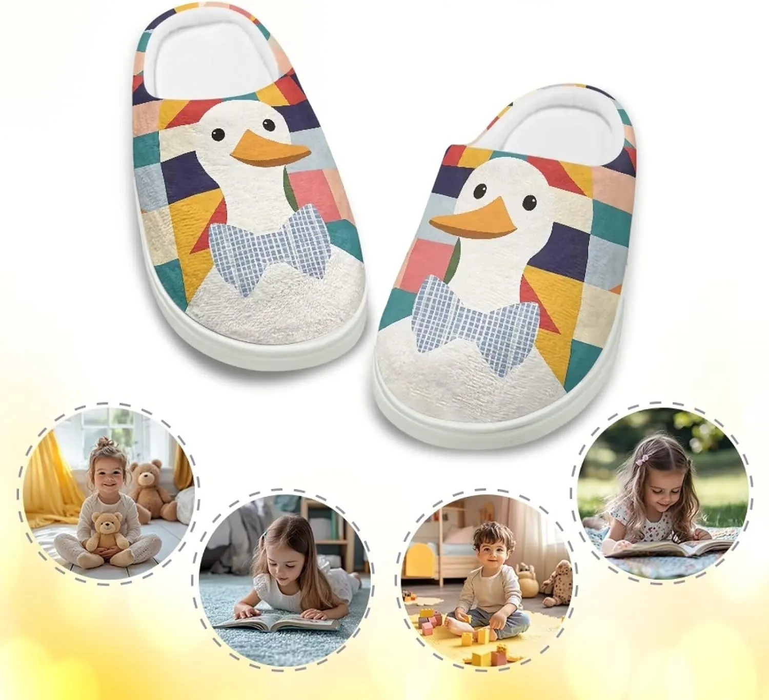 Kids Animals Cotton Slippers Warm Cozy Furry Slippers Anti-Skid Plush Outdoor Winter Slippers for Litter Kid US 9-15