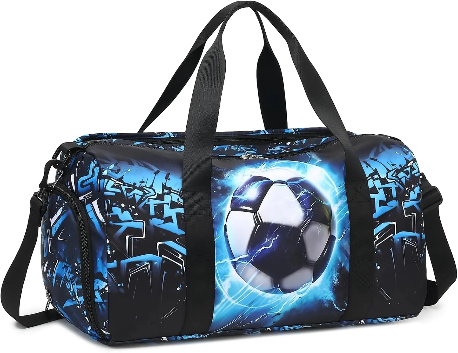 Kids Duffle Bag for Boys Water Resistant Small Gym Bag Overnight Weekender Travel Tote with Shoe Compartment and Wet Pocket