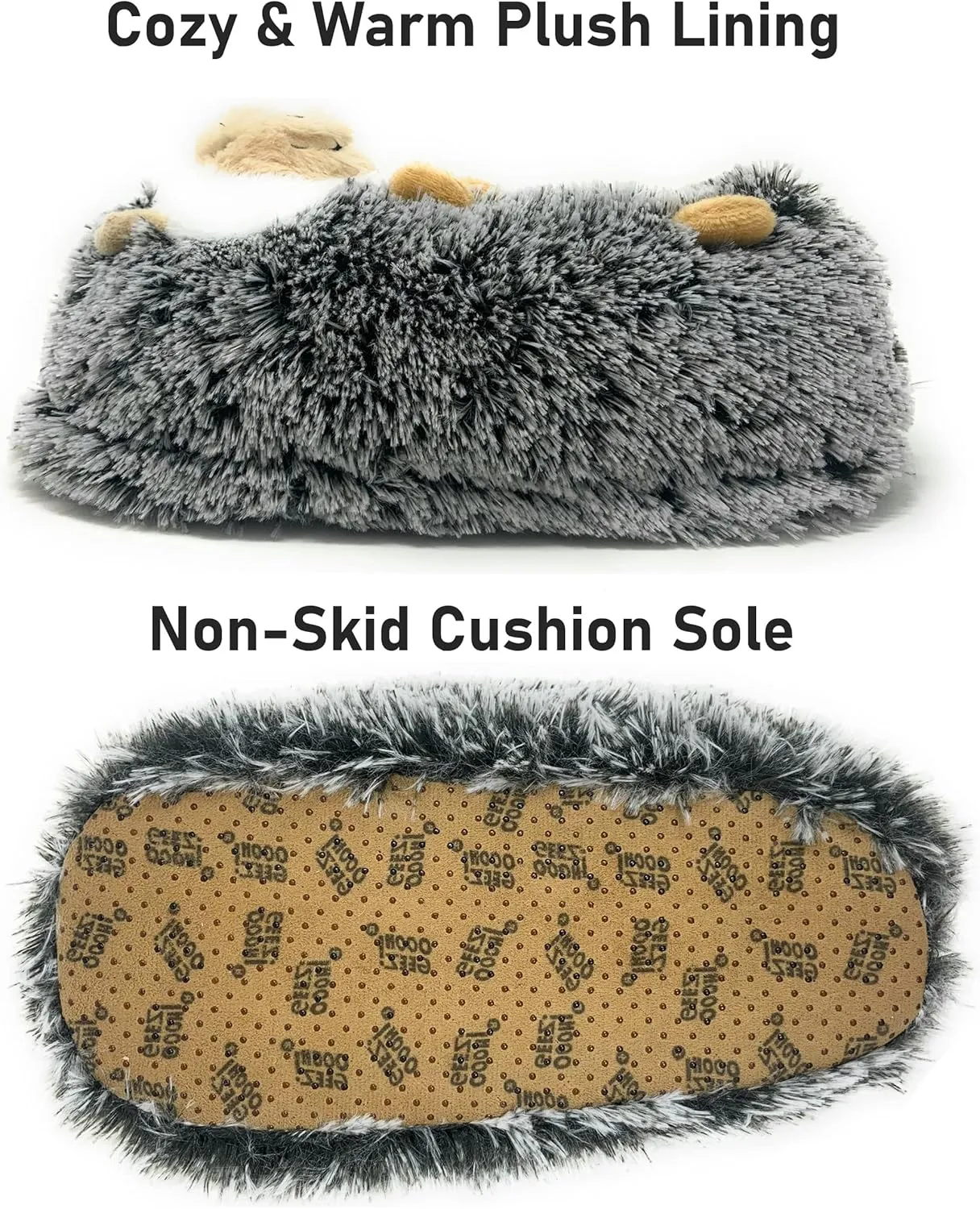 Kids Funny Soft Fuzzy Animal Slippers, Cute Cozy Non-Slip House Shoes for Boys & Girls, Shoe Size 1-4