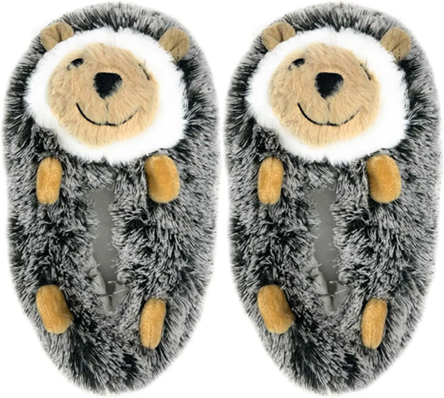 Kids Funny Soft Fuzzy Animal Slippers, Cute Cozy Non-Slip House Shoes for Boys & Girls, Shoe Size 1-4