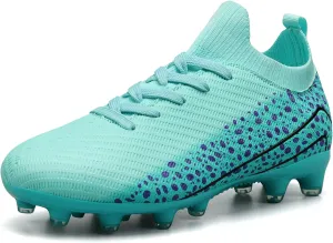 Kids Soccer Cleats for Boys and Girls Youth Mid-top Football Shoes Outdoor Athletic Turf Soccer Shoes Mint Green