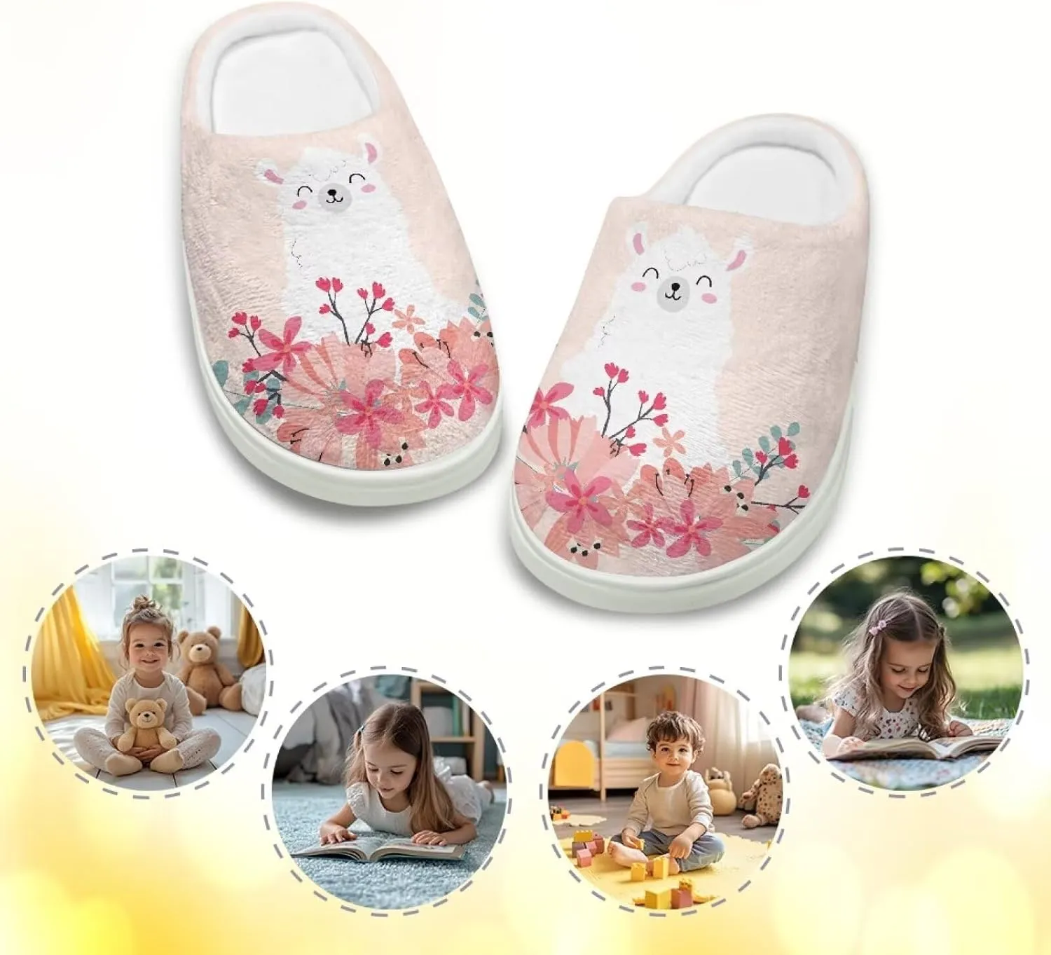Kids Winter Warm Cotton Slippers Soft Plush Slippers Indoor Non Slip Flannel Fuzzy House Shoes for Boys Girls US 9-15