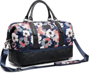 Kinmac Garment Bag with Shoes Compartment, Duffel Bag for Travel,Sports Gym Yoga Duffel Bag Weekender Overnight Totes Bag (Camellia)
