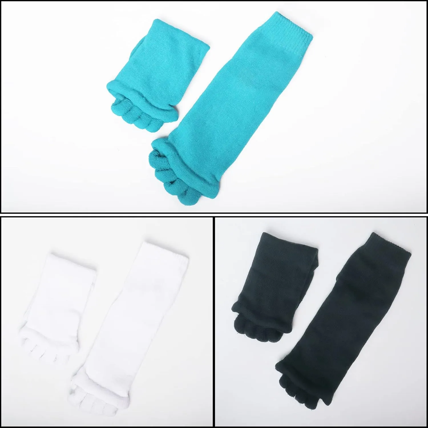 Klmnop Women Yoga Sports GYM Five Toe Separator Socks - Foot Alignment Socks (3 Pairs)