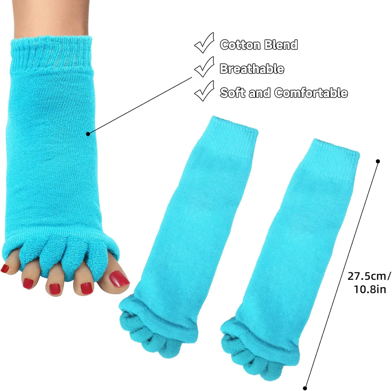 Klmnop Women Yoga Sports GYM Five Toe Separator Socks - Foot Alignment Socks (3 Pairs)