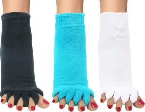 Klmnop Women Yoga Sports GYM Five Toe Separator Socks - Foot Alignment Socks (3 Pairs)