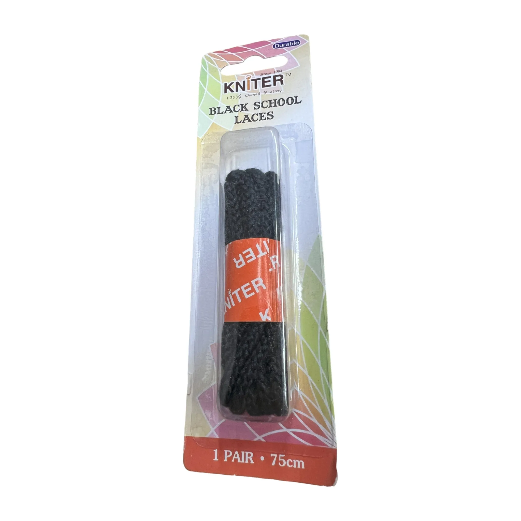 Kniter Brand Durable Black Round Shoe Laces 75cm (1 Pair) - F
