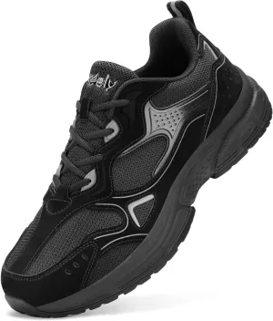 Kricely Men's Walking Shoes Breathable Tennis Running Shoes Lace Up Non Slip Sneakers Athletic Gym Sports Shoes for Men