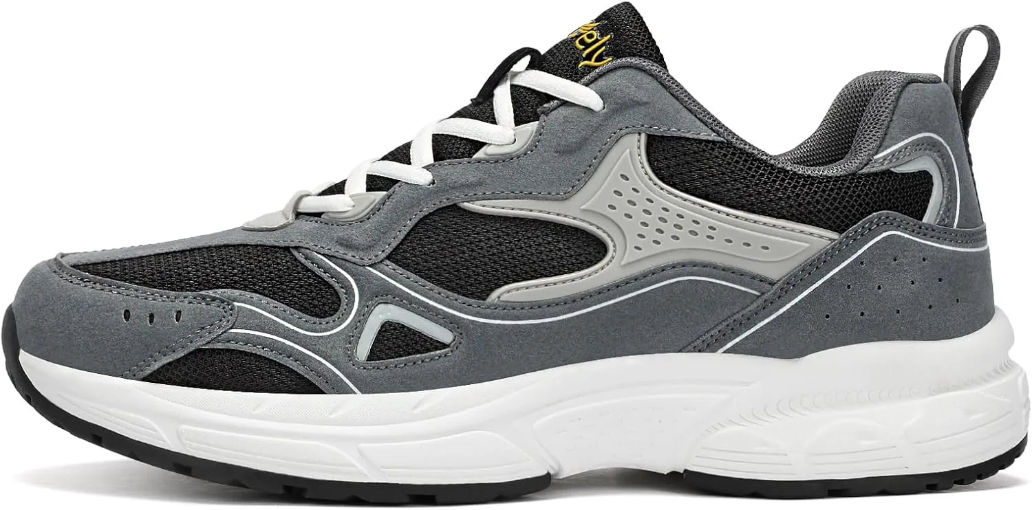 Kricely Men's Walking Shoes Breathable Tennis Running Shoes Lace Up Non Slip Sneakers Athletic Gym Sports Shoes for Men