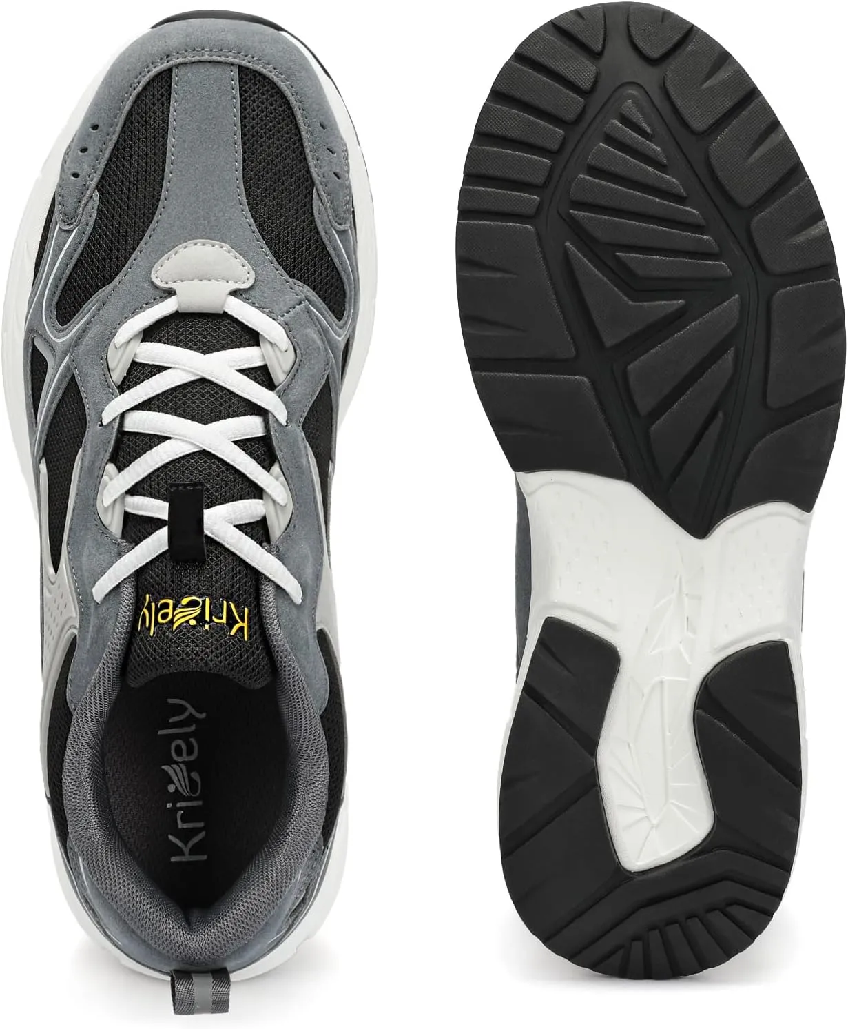 Kricely Men's Walking Shoes Breathable Tennis Running Shoes Lace Up Non Slip Sneakers Athletic Gym Sports Shoes for Men