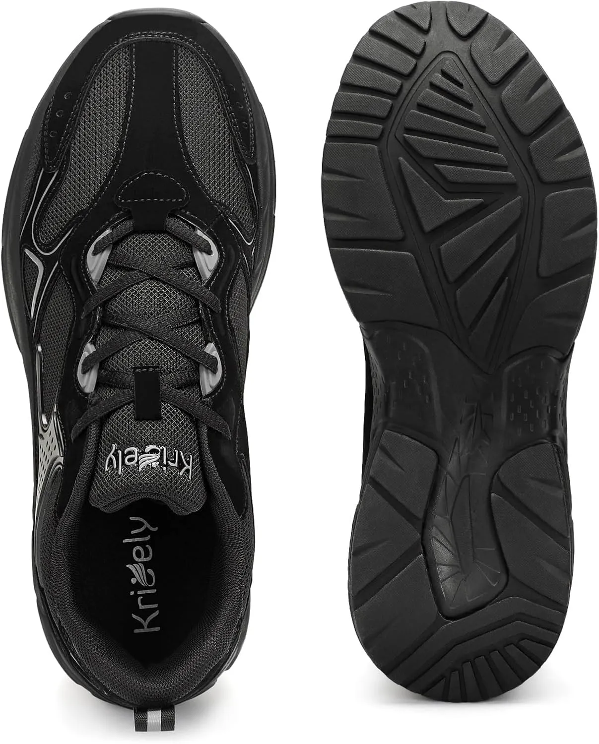 Kricely Men's Walking Shoes Breathable Tennis Running Shoes Lace Up Non Slip Sneakers Athletic Gym Sports Shoes for Men