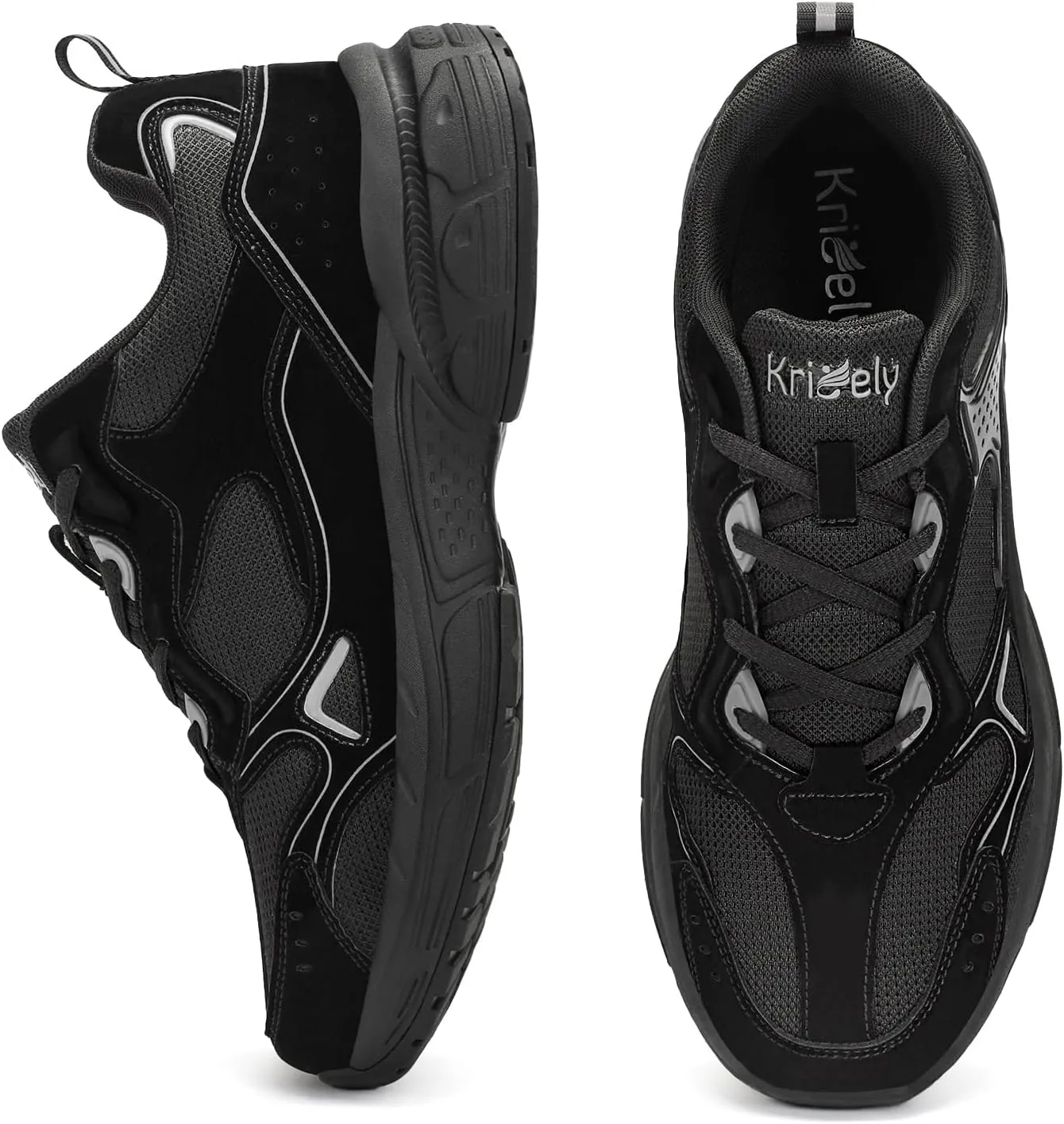 Kricely Men's Walking Shoes Breathable Tennis Running Shoes Lace Up Non Slip Sneakers Athletic Gym Sports Shoes for Men