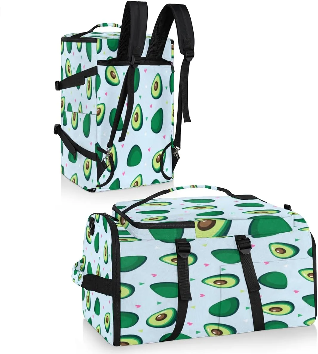 Large Sports Gym Bag With Shoe & Laptop Compartment 47L Waterproof Travel Duffel Bags for Men Women Avocado Theme Luggage Backpack Duffle Bag