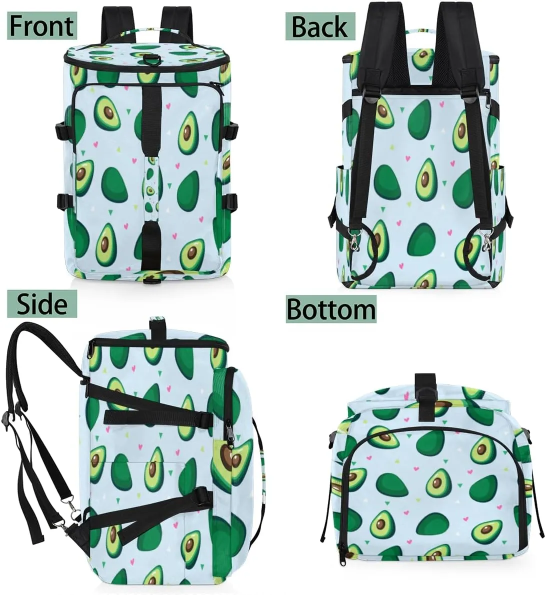Large Sports Gym Bag With Shoe & Laptop Compartment 47L Waterproof Travel Duffel Bags for Men Women Avocado Theme Luggage Backpack Duffle Bag