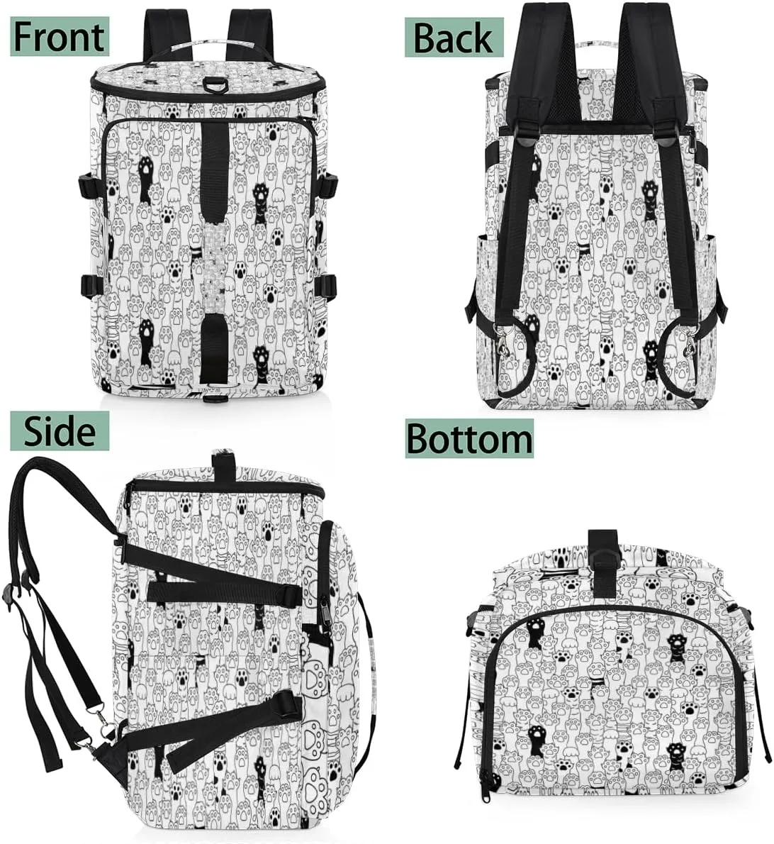 Large Sports Gym Bag With Shoe & Laptop Compartment 47L Waterproof Travel Duffel Bags for Men Women Cat Footprint Luggage Backpack Duffle Bag